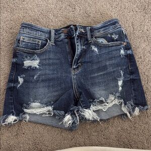 Judy Blue Distressed Blue Jean Shorts